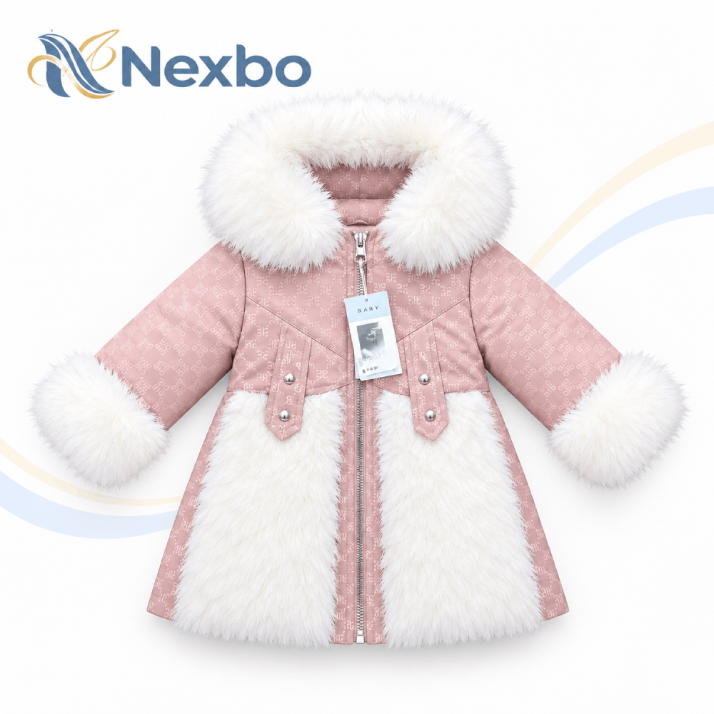 Toddler Girls Monogram Embossed Winter Jacket with Plush Faux Fur Trim
